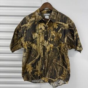 Columbia Camo Button Up Shirt Mens Medium Short Sleeve Hunting Outdoor